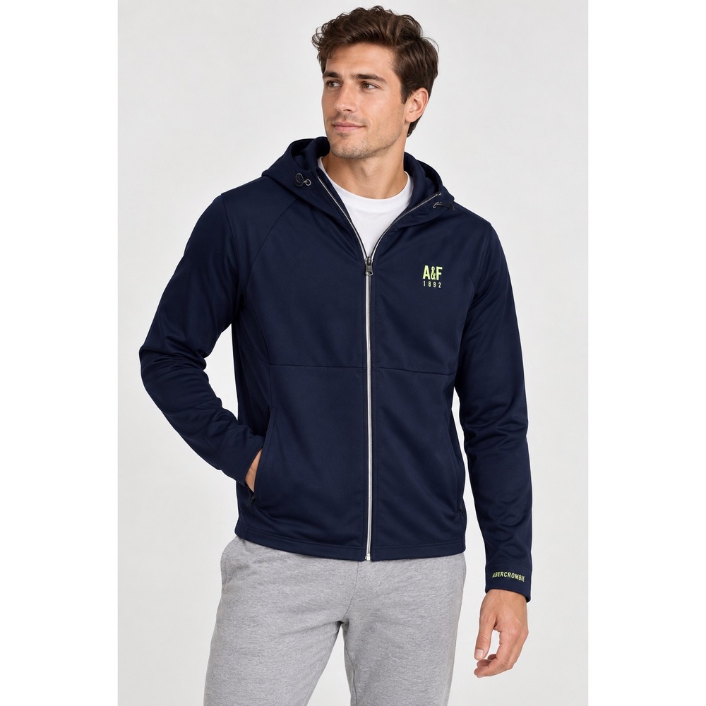 Abercrombie & Fitch Navy Active Full Zip Hooded Jacket Men's XXL